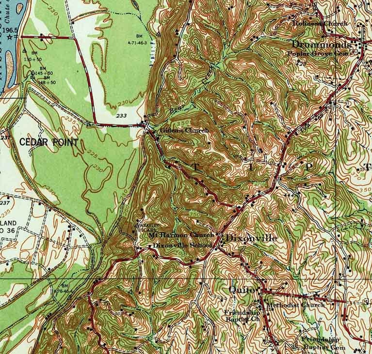 1942 Topo Map of Millington Tennessee Cedar Point Atoka