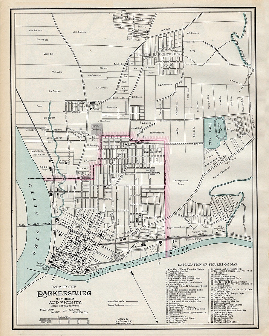 1897 Map of Parkersburg West Virginia