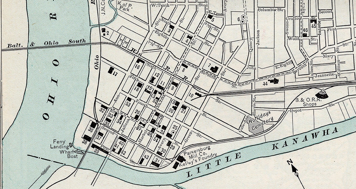 1897 Map of Parkersburg West Virginia