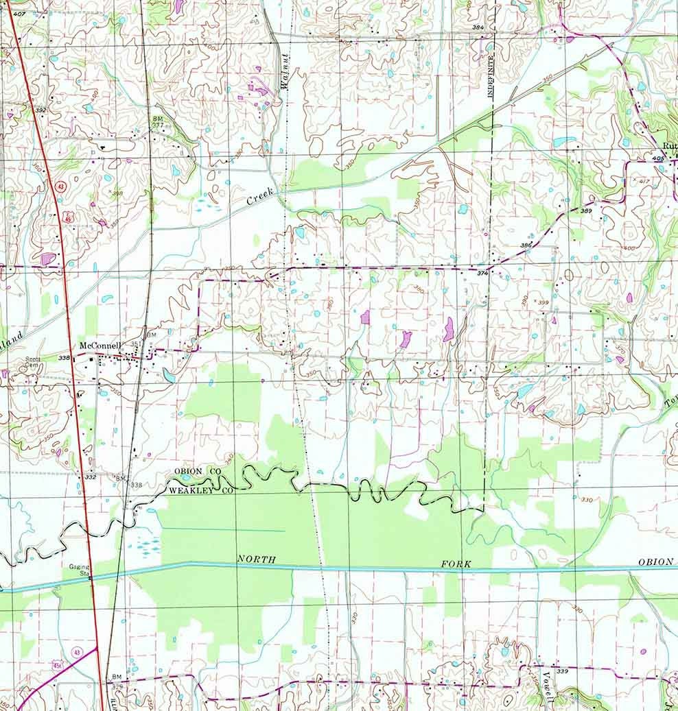 1956 Topo Map of Mc Connell Tennessee South Fulton