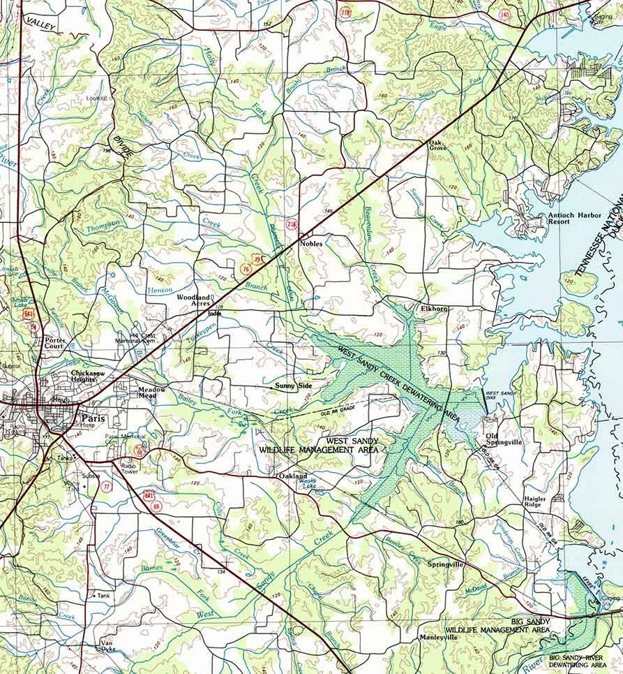 1986 Topo Map of McKenzie Tennessee Martin Paris