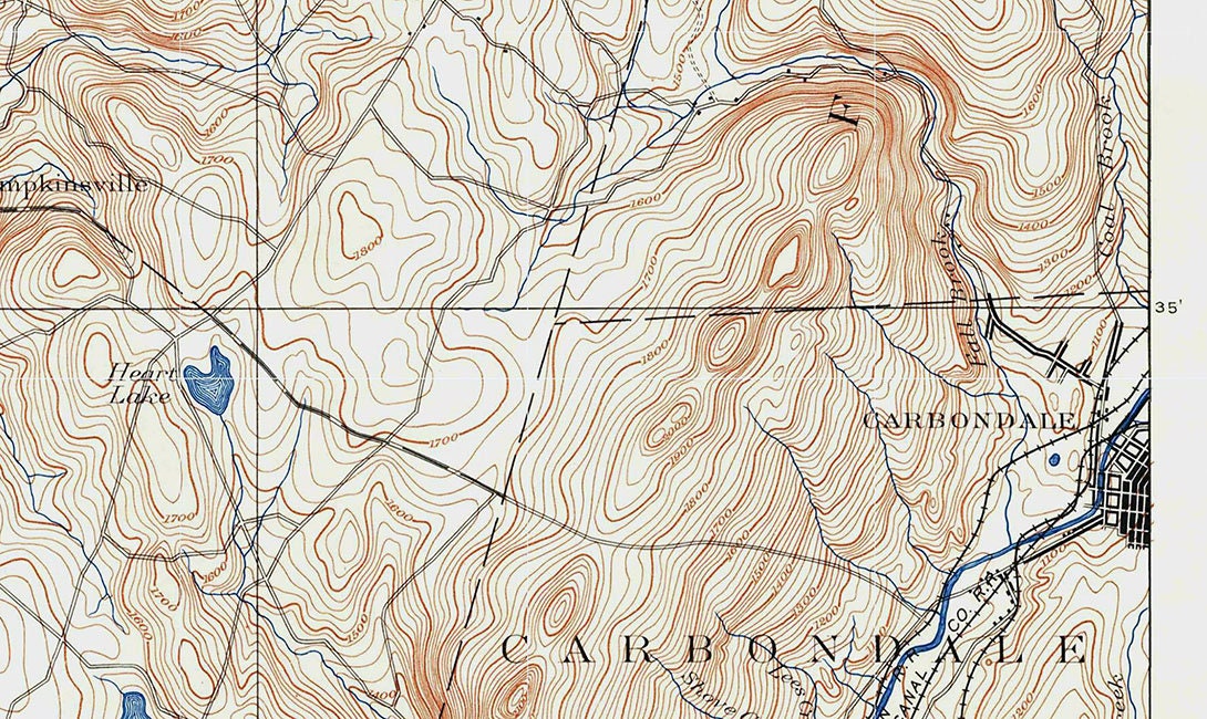 1892 Topo Map of Dundaff Pennsylvania Quadrangle
