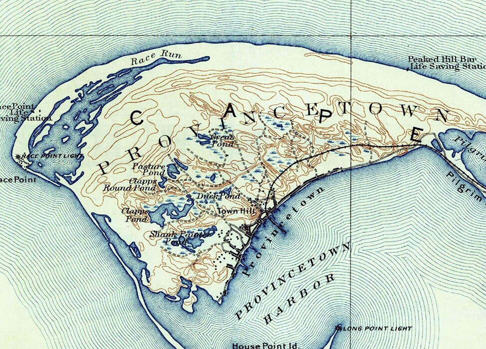 1889 Topo Map of Provincetown Massachusetts Cape Cod