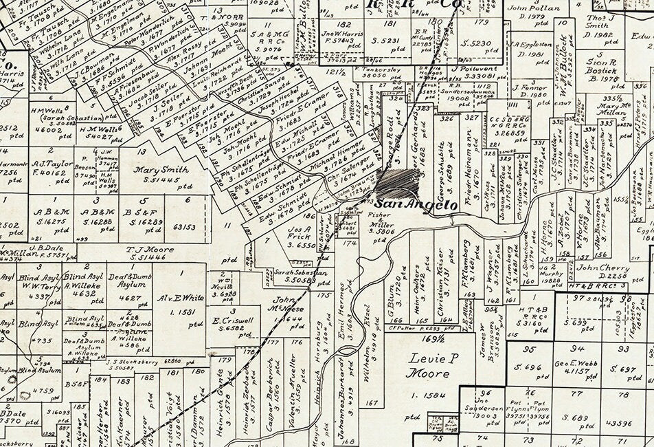 1892 Farm Line Map of Tom Green County Texas