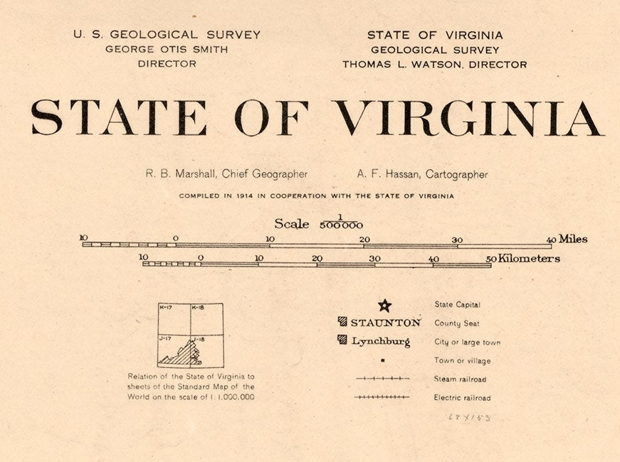 1914 Map of the State of Virginia