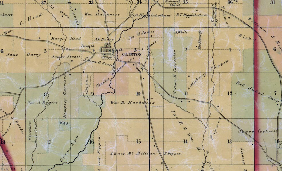 1856 Map of Greene County Alabama Eutaw
