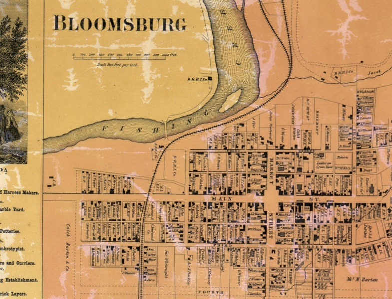 1860 Map of Columbia & Montour County Pennsylvania