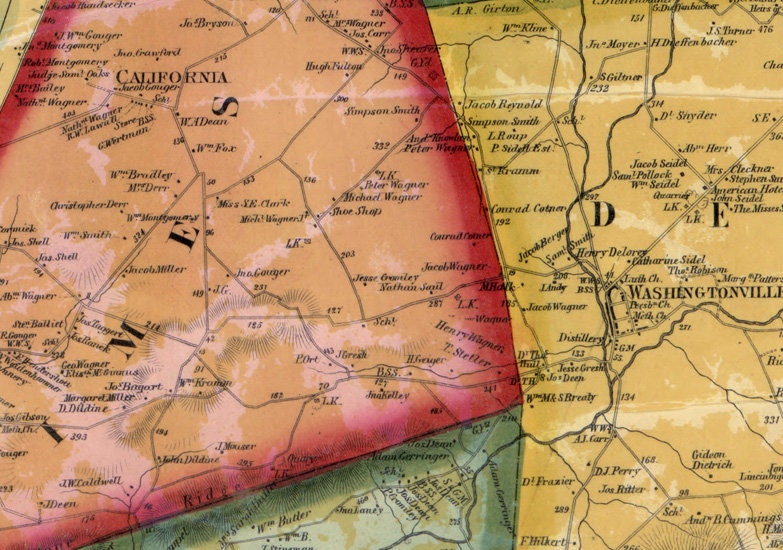 1860 Map of Columbia & Montour County Pennsylvania