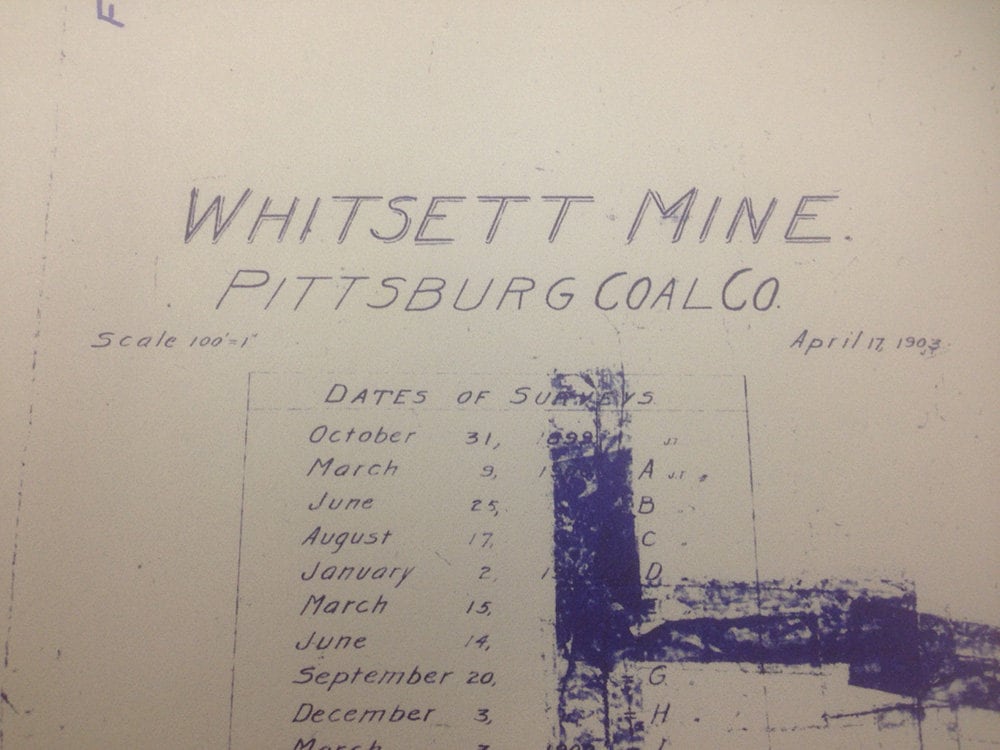 1903 Map of Whitsett Mine Pittsburg Coal Co Fayette County Pa