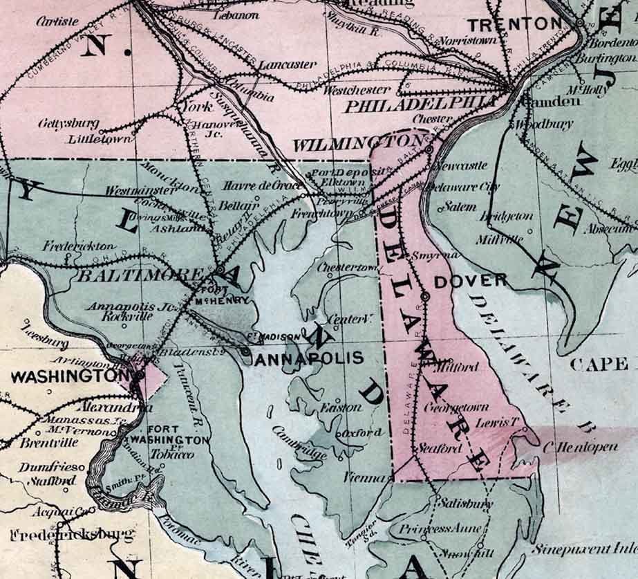 1861 Military Map Southern States Civil War Virginia Maryland Pennsylvania