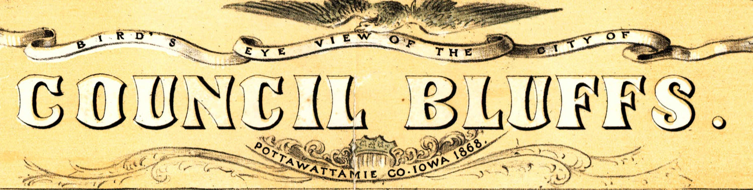 1868 Panoramic Map of Council Bluffs Pottawattamie County Iowa
