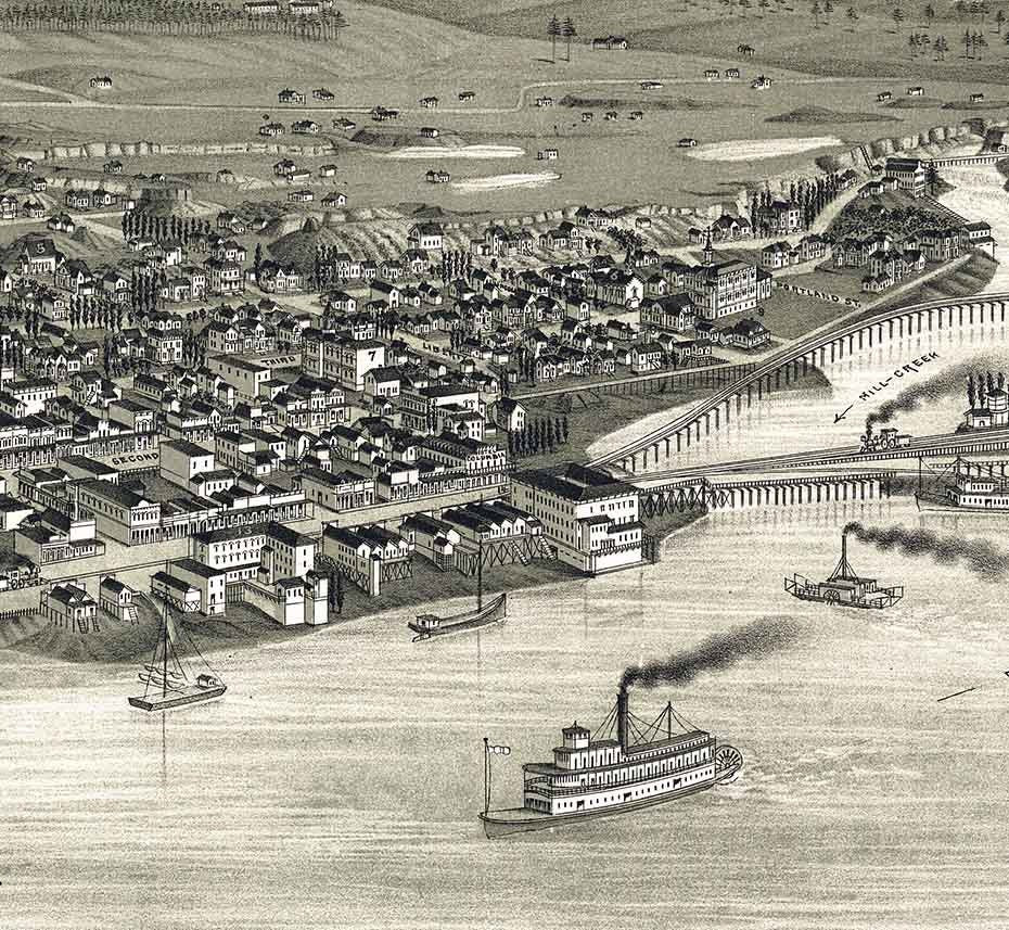 1884 Panoramic Map of The Dallas Oregon