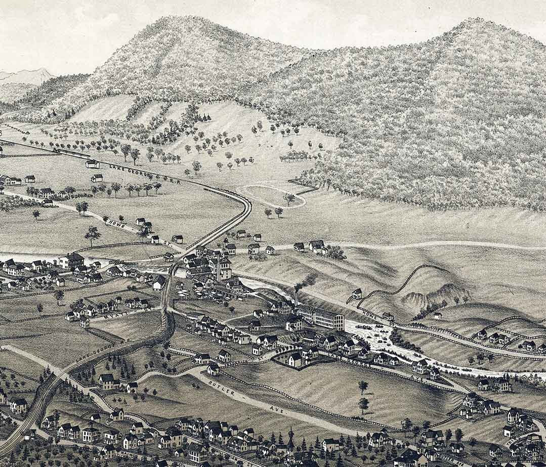 1884 Panoramic Map of Ticonderoga New York