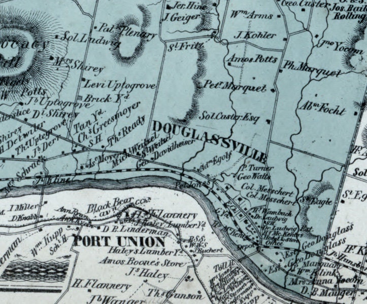 1862 Map of Exeter & Oley Township Berks County Pennsylvania