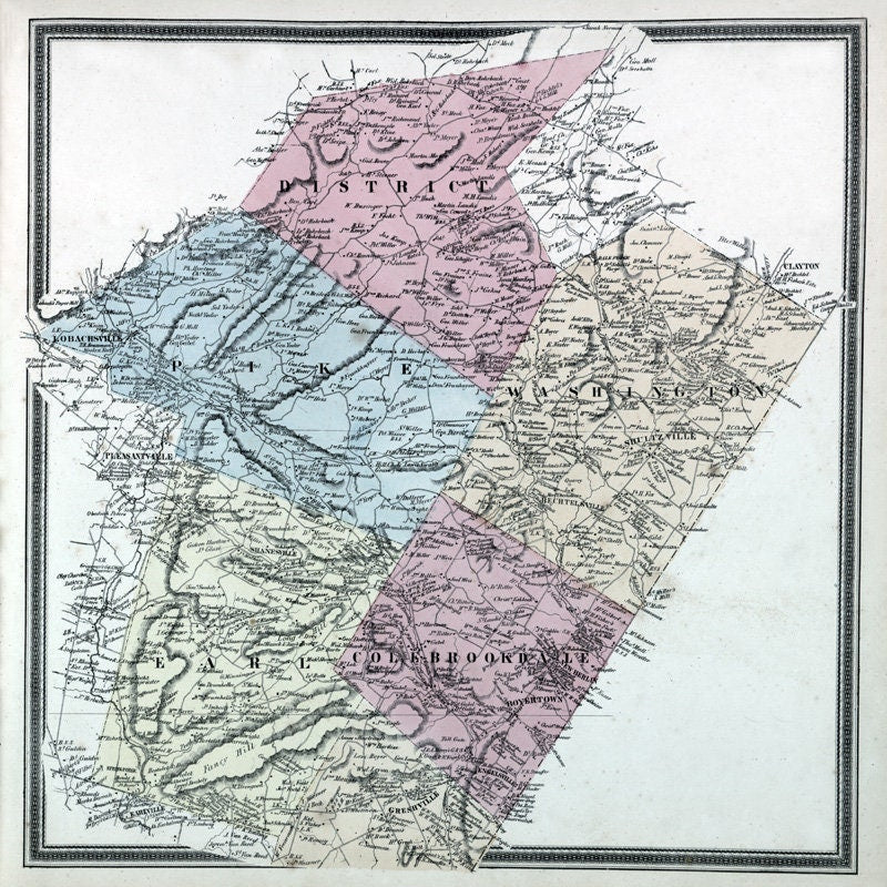 1862 Map of Pike & Washington Township Berks County Pennsylvania