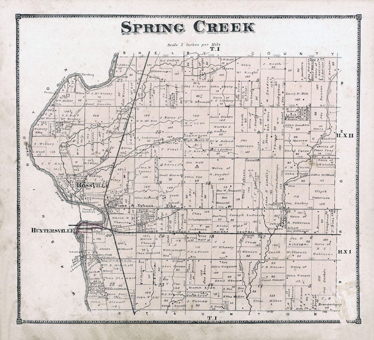 1871 Map of Spring Creek Township Miami County Ohio