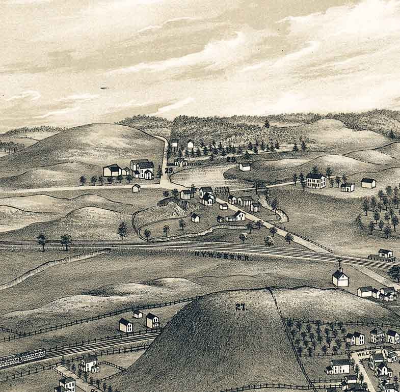 1885 Panoramic Map of Weedsport New York