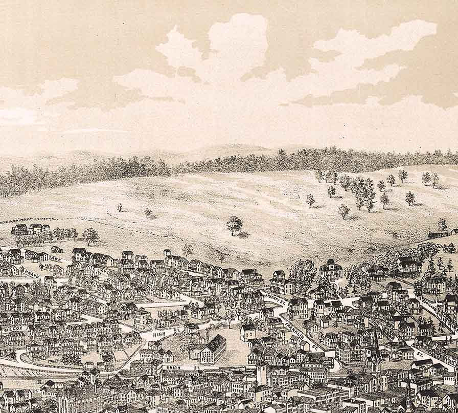 1887 Panoramic Map of Middletown New York