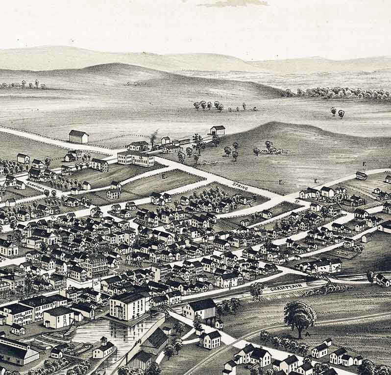 1889 Panoramic Map of Schuylerville New York