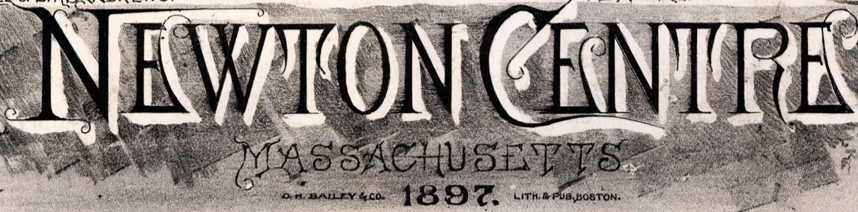 1897 Panoramic Map of Newton Centre Massachusetts
