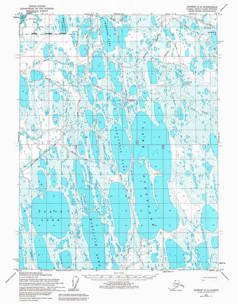 1955 Topo Map of Barrrow Alaska AK