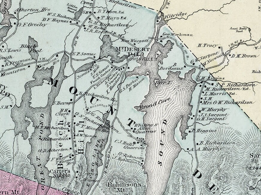 1887 Color Map of Mount Desert Island Maine