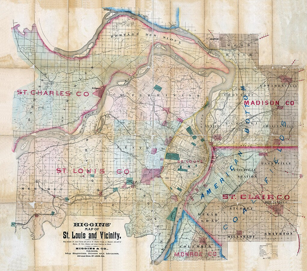 1891 Map of Saint Louis Missouri and Vicinity
