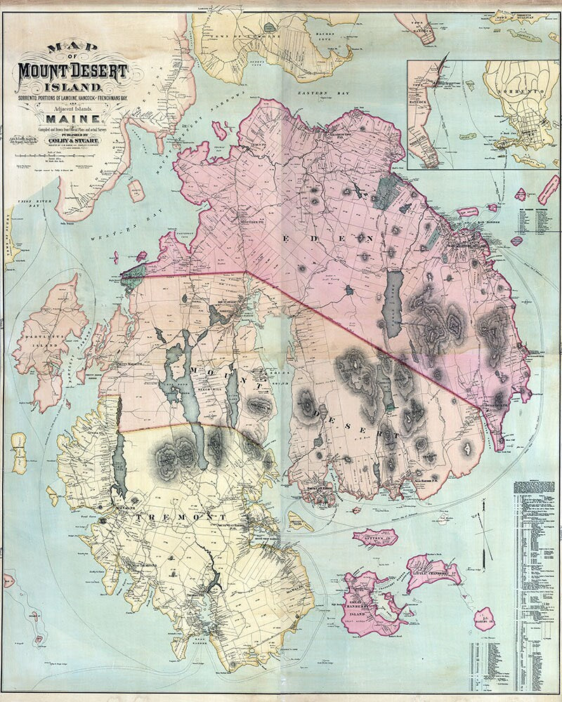 1887 Map of Mount Desert Island Maine