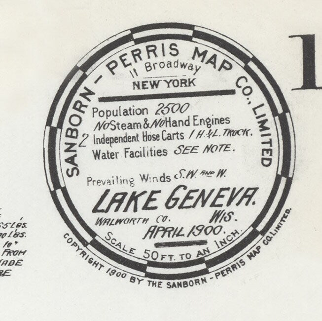 1900 Town Map of Lake Geneva Wisconsin