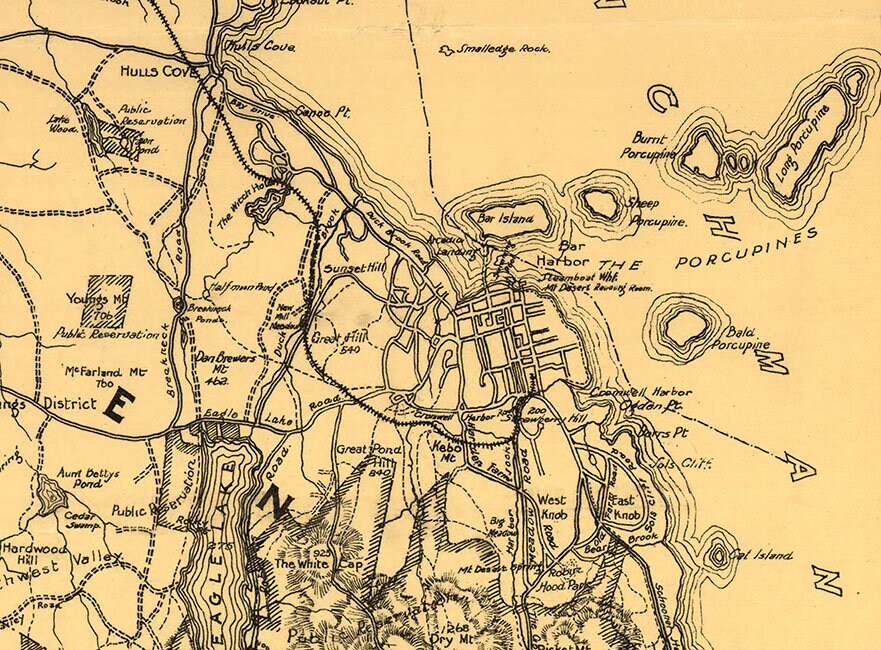1911 Map of Mount Desert Island Maine