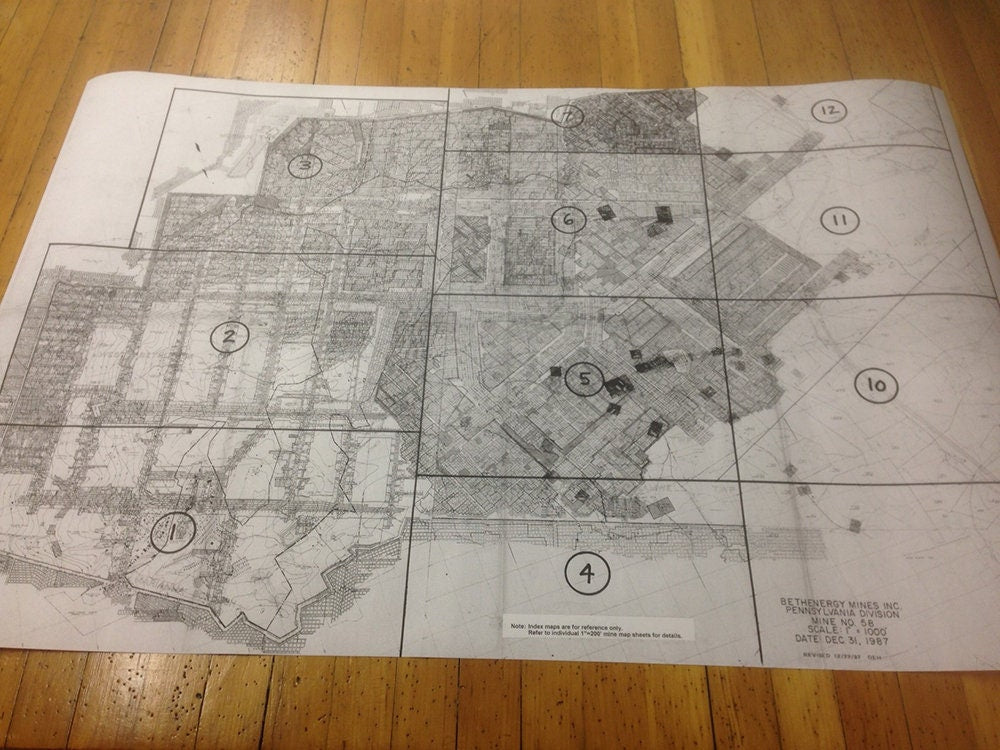 1987 Index Map of Bethenergy Mine 58 Washington County Pa