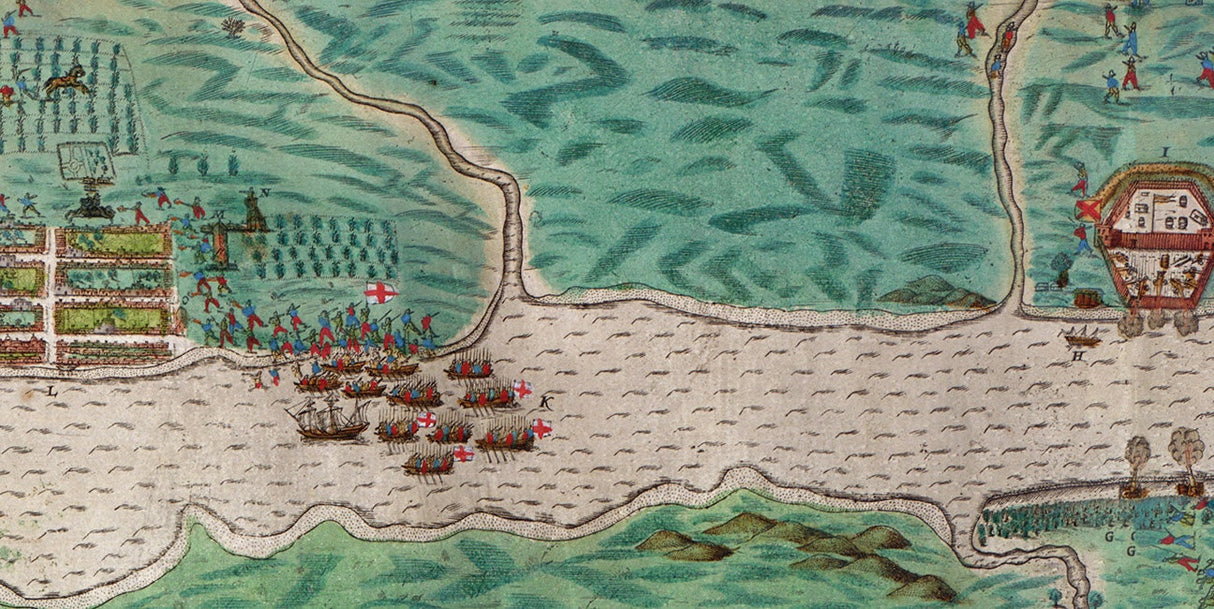 1586 Map of Drakes Invasion of Saint Augustine