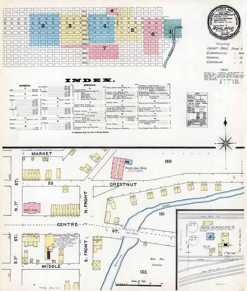 1891 Sanborn Map of Ashland Schuylkill County Pennsylvania