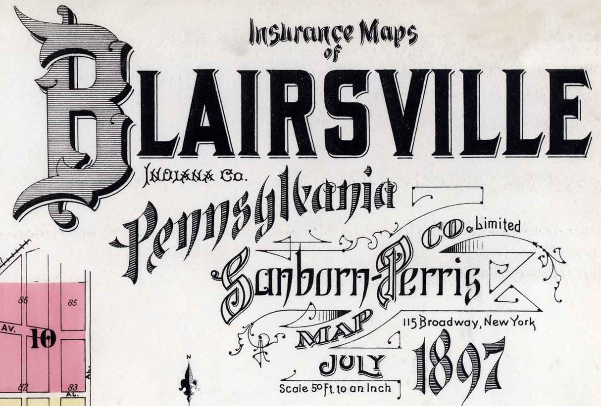 1897 Sanborn Map of Blairsville Indiana County Pennsylvania
