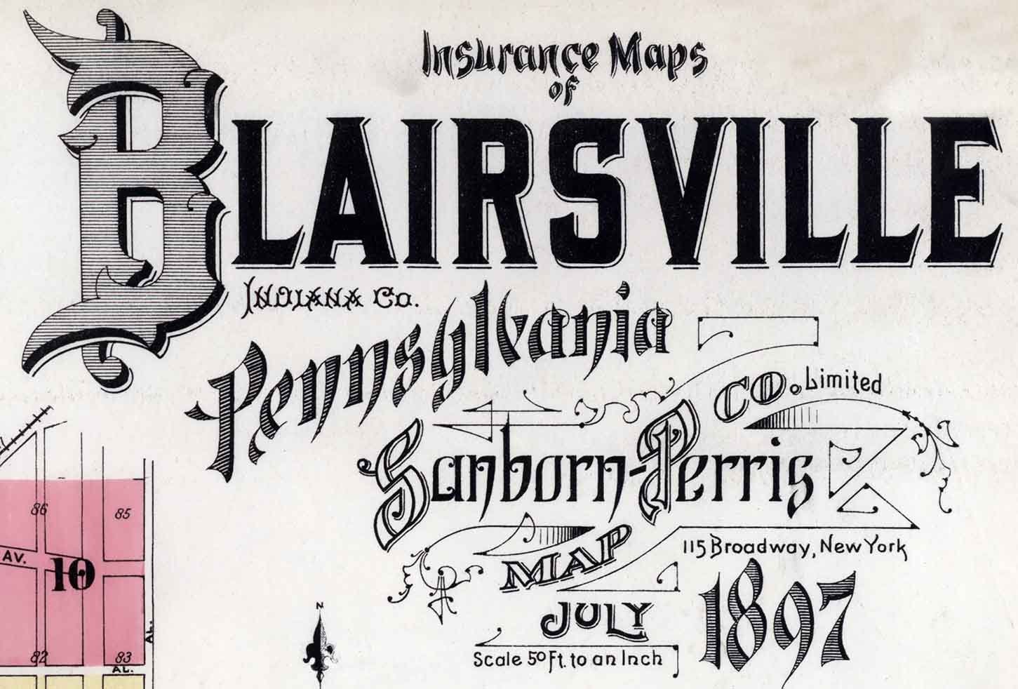 1897 Sanborn Map of Blairsville Indiana County Pennsylvania