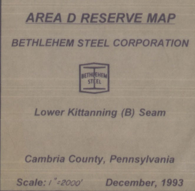 1993 Coal Mine Map of Bethlehem Steel Corporation Johnstown Cambria County Pa