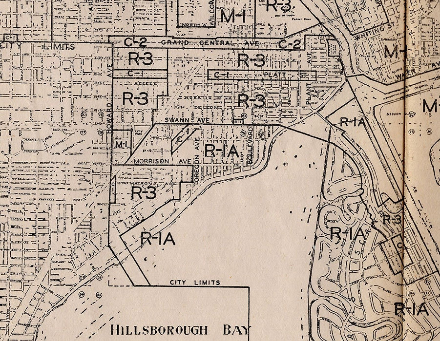 Tampa Florida Vintage Map