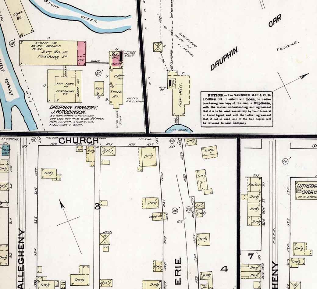 1884 Town Map of Dauphin County Pennsylvania