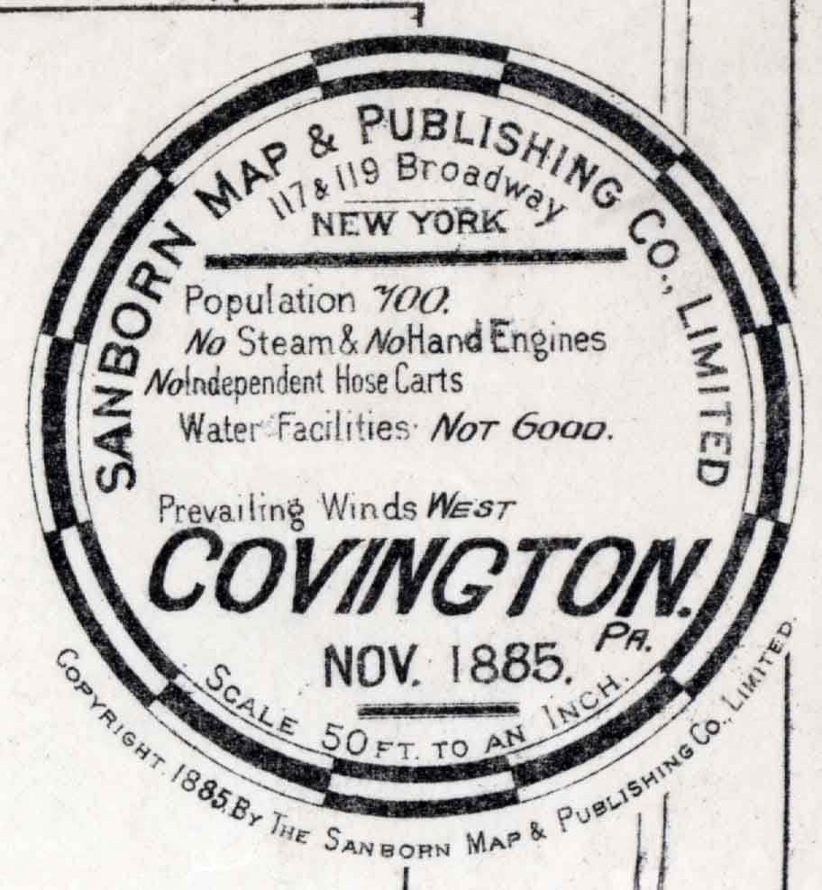 1885 Town Map of Covington Tioga County Pennsylvania