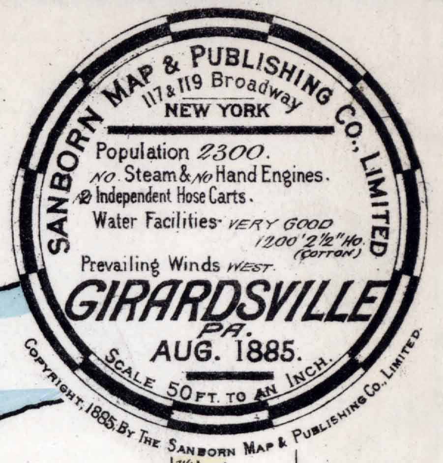 1885 Town Map of Girardsville Schuylkill County Pennsylvania
