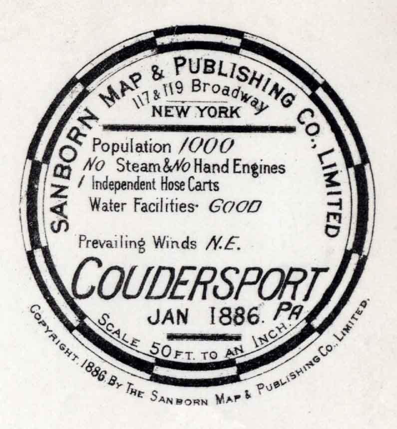 1886 Town Map of Coudersport Potter County Pennsylvania