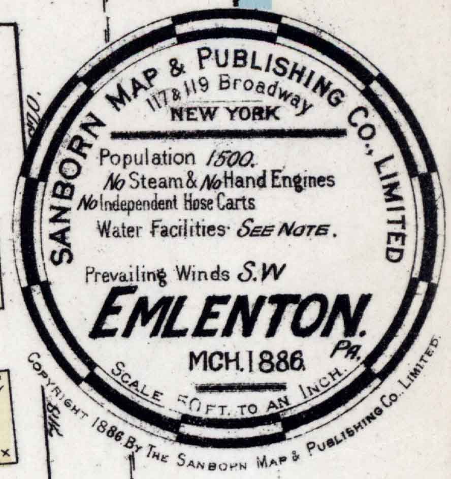 1886 Town Map of Emlenton Venango County Pennsylvania