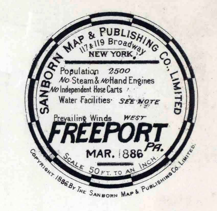 1886 Town Map of Freeport Armstrong County Pennsylvania
