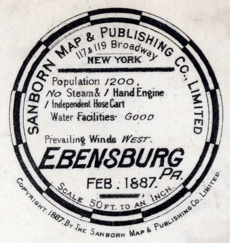 1887 Town Map of Ebensburg Cambria County Pennsylvania