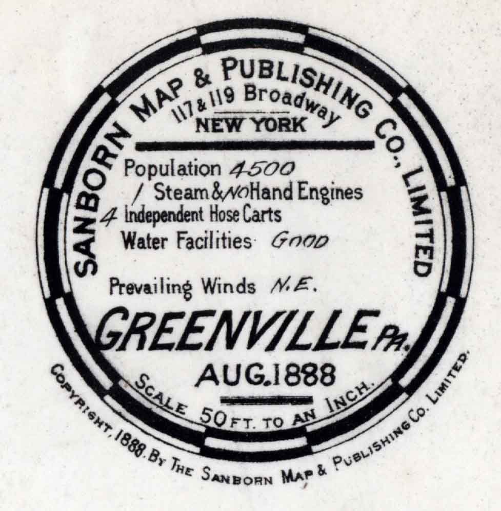 1888 Town Map of Greenville Mercer County Pennsylvania