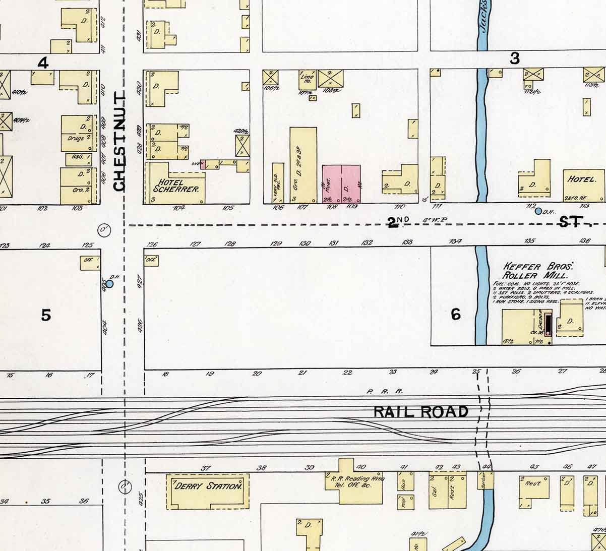 1891 Town Map of Derry Westmoreland County Pennsylvania