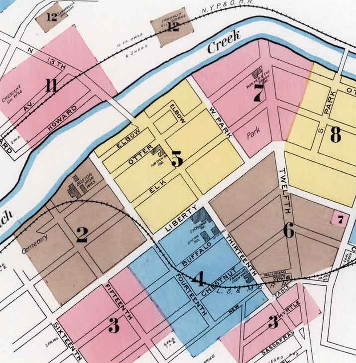 1891 Town Map of Franklin Venango County Pennsylvania