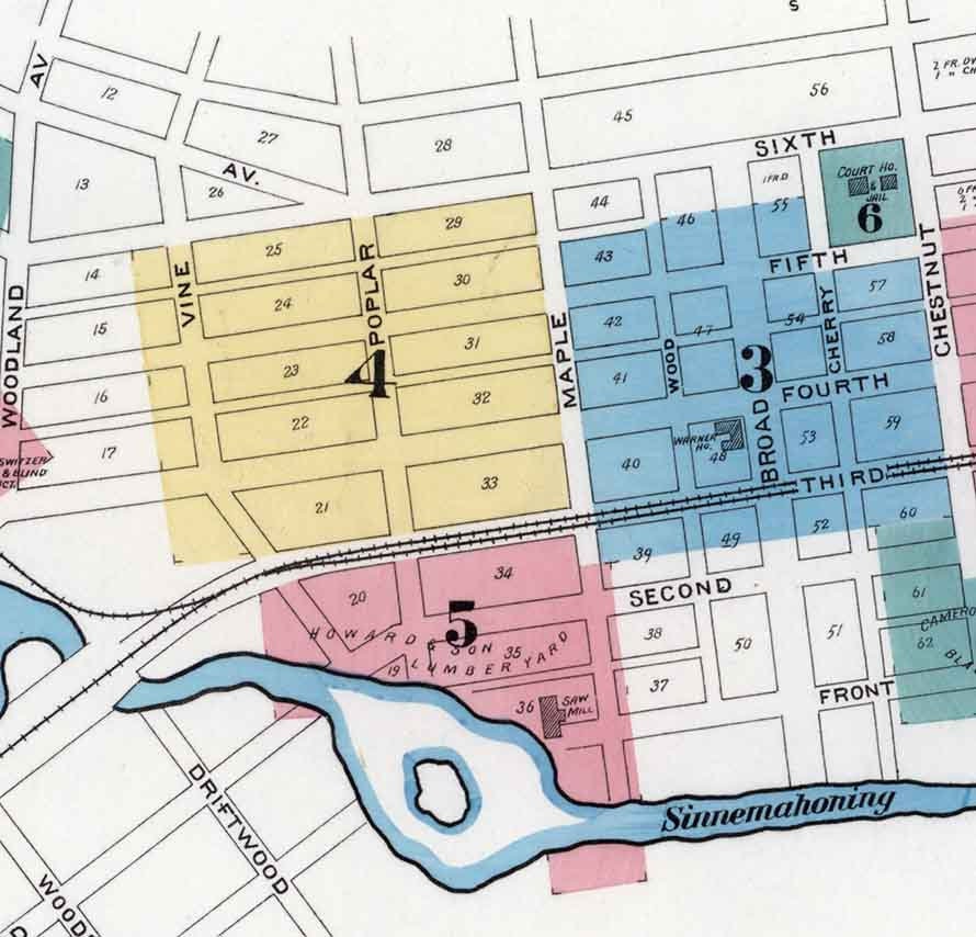 1892 Town Map of Emporium Cameron County Pennsylvania