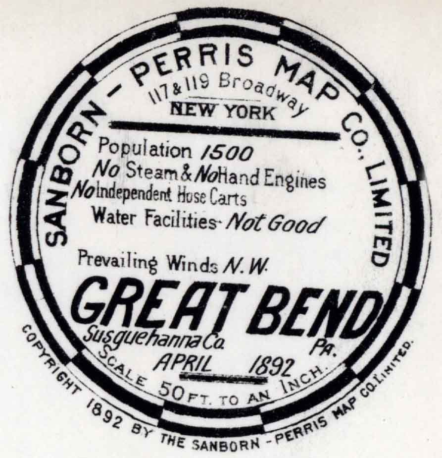 1892 Town Map of Great Bend Susquehanna County Pennsylvania