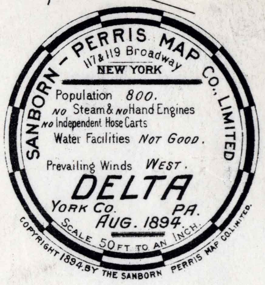 1894 Town Map of Delta York County Pennsylvania